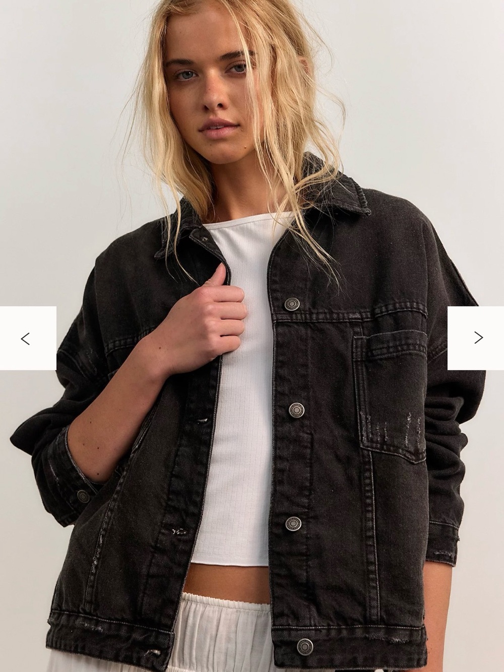 Free People Washed Black Oversized Jean Jacket